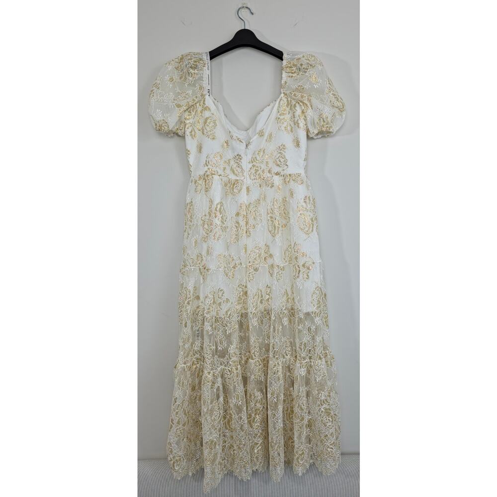Helsi Corinne Off White Gold Puff Sleeve Floral Maxi Dress XL NWT - Picture 4 of 11